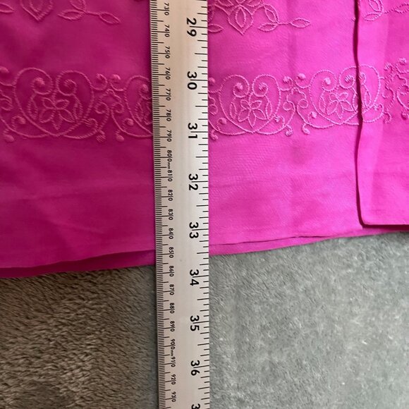 Vtg David Warren Women Embroidered Retro 60s Fuchsia Pink Silk Sheath Dress 6 - Picture 10 of 12